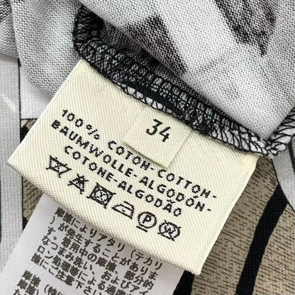 Hermes Dress Cotton Brown Black White All Over Pattern Short Sleeve