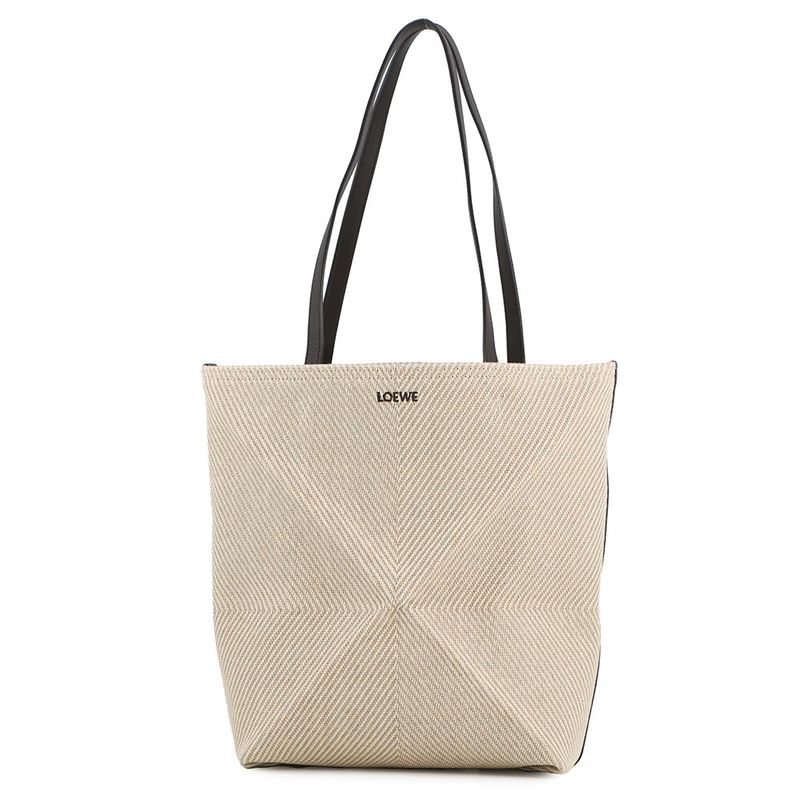 Loewe Tote Puzzle Fold Raffia Beige Brown