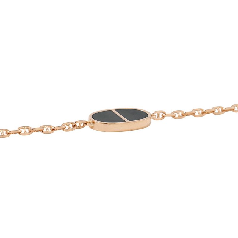 Hermes Bracelet Chaine D'ancre Verso 18K Pink Gold Black Ceramic