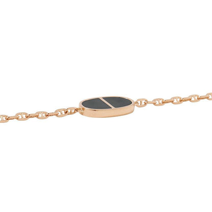 Hermes Bracelet Chaine D'ancre Verso 18K Pink Gold Black Ceramic