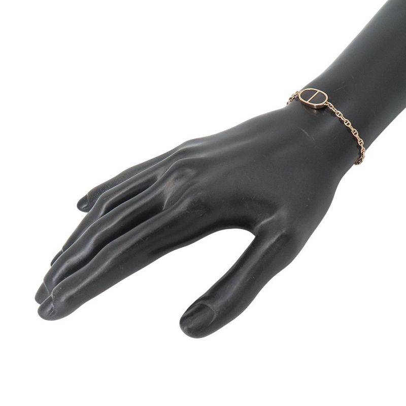 Hermes Bracelet Chaine D'ancre Verso 18K Pink Gold Black Ceramic