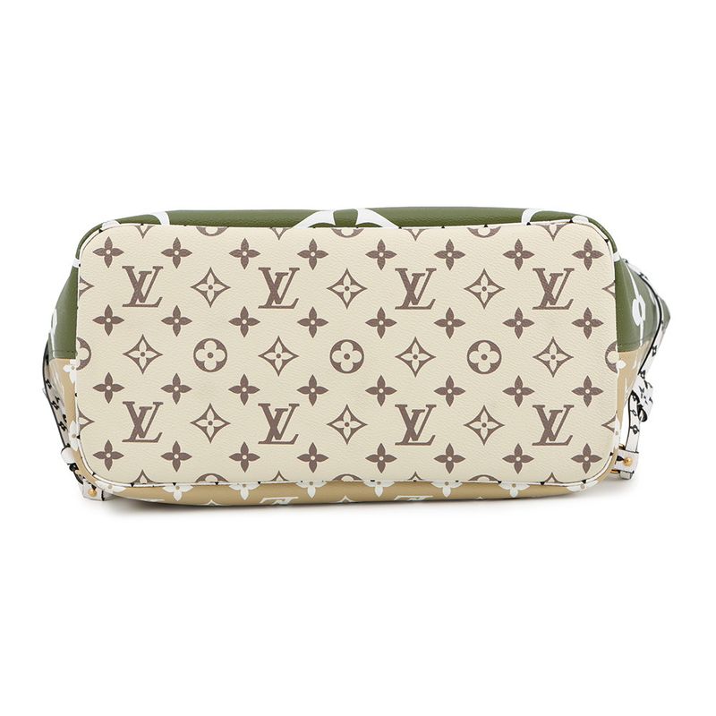 Louis Vuitton Tote Monogram Giant Neverfull MM Pouch Khaki Beige White