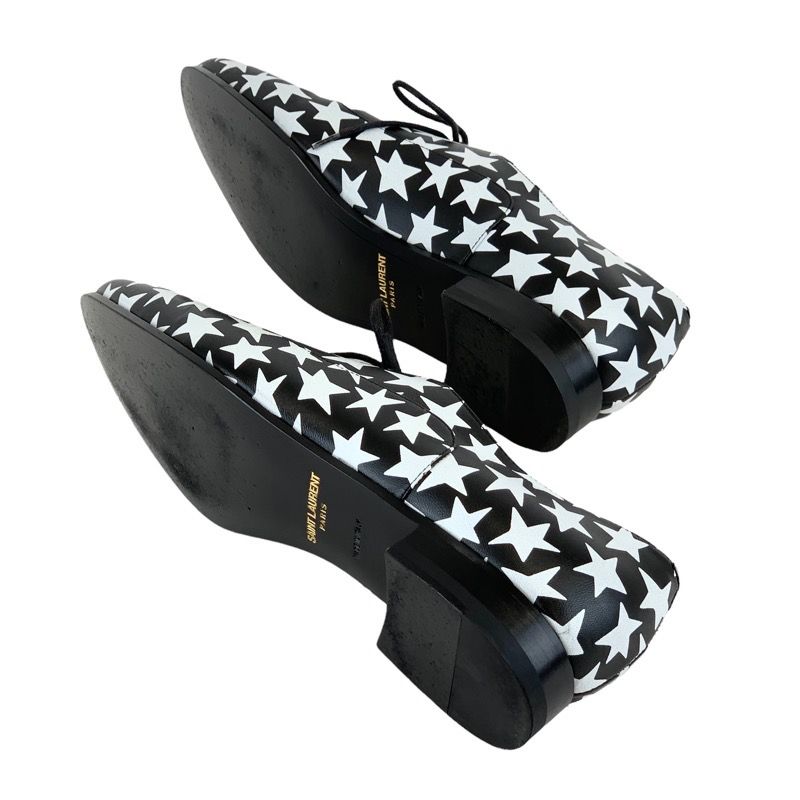 Saint Laurent Loafers Leather Shoes Leather Black White Dress Shoes Lace Up