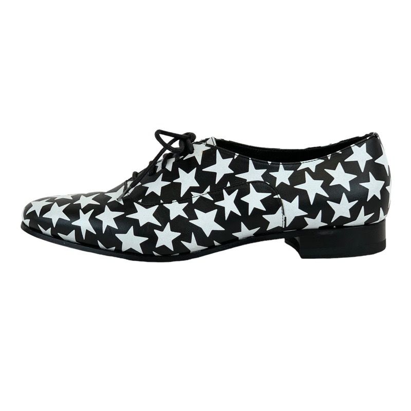 Saint Laurent Loafers Leather Shoes Leather Black White Dress Shoes Lace Up