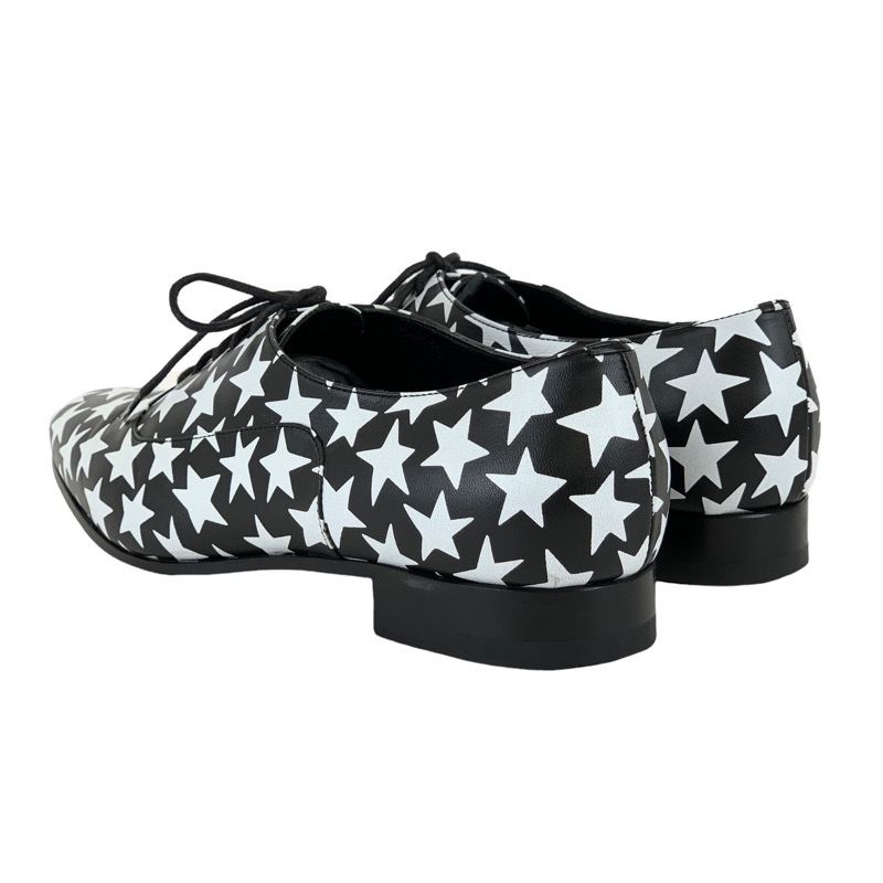 Saint Laurent Loafers Leather Shoes Leather Black White Dress Shoes Lace Up