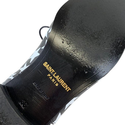Saint Laurent Loafers Leather Shoes Leather Black White Dress Shoes Lace Up