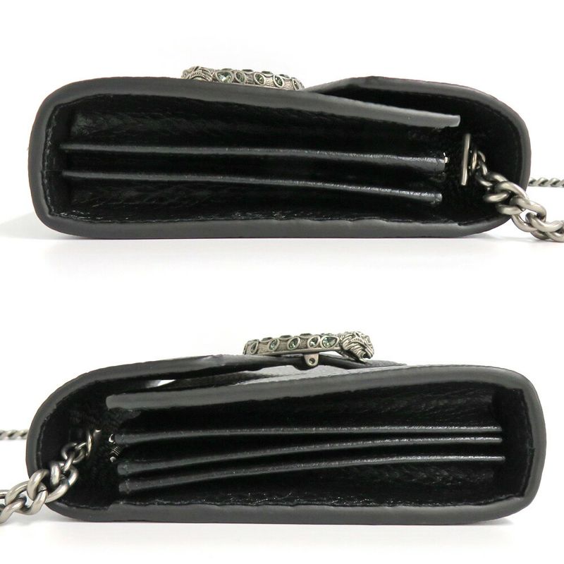 Gucci Dionysus Chain Wallet 401231 Leather Black Crystal Taiga -