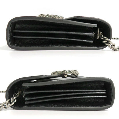 Gucci Dionysus Chain Wallet 401231 Leather Black Crystal Taiga -