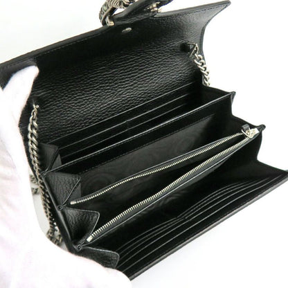 Gucci Dionysus Chain Wallet 401231 Leather Black Crystal Taiga -