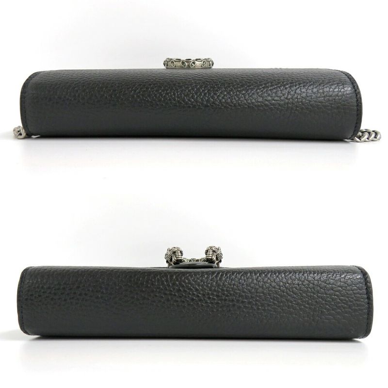 Gucci Dionysus Chain Wallet 401231 Leather Black Crystal Taiga -