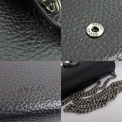 Gucci Dionysus Chain Wallet 401231 Leather Black Crystal Taiga -
