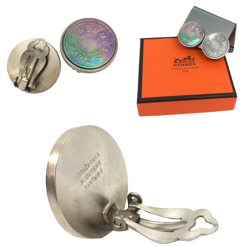 Hermes Serie Earrings Black Shell Aq7174