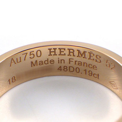 Hermes Ring Collier de Chien PM Pyramid Studs Pave 48 Points Diamond Total 0.19 CT
