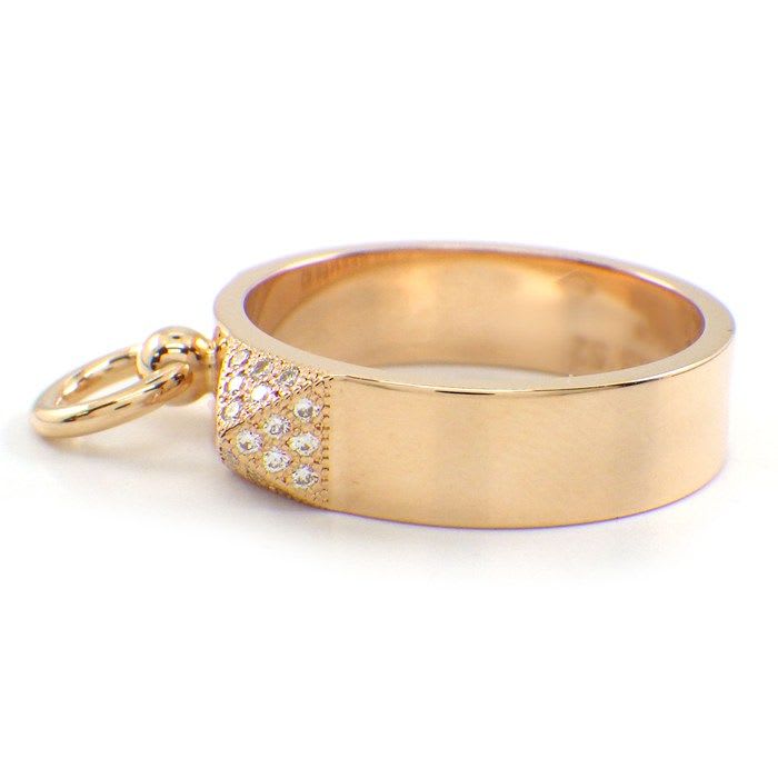 Hermes Ring Collier de Chien PM Pyramid Studs Pave 48 Points Diamond Total 0.19 CT