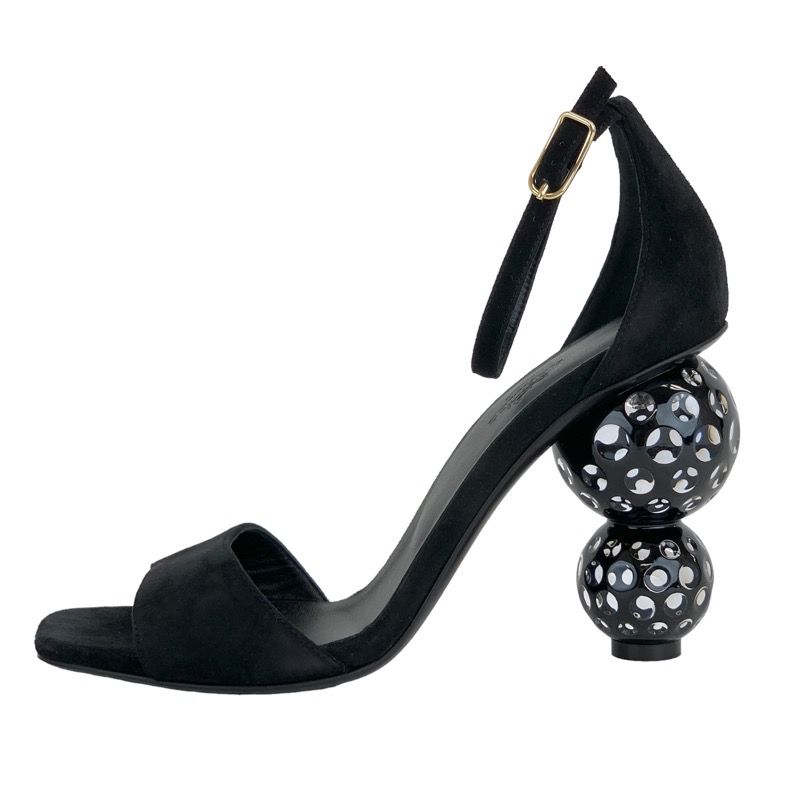 Hermes Dolly Sandals Shoes Suede Black Unused Party Shoes