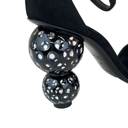 Hermes Dolly Sandals Shoes Suede Black Unused Party Shoes