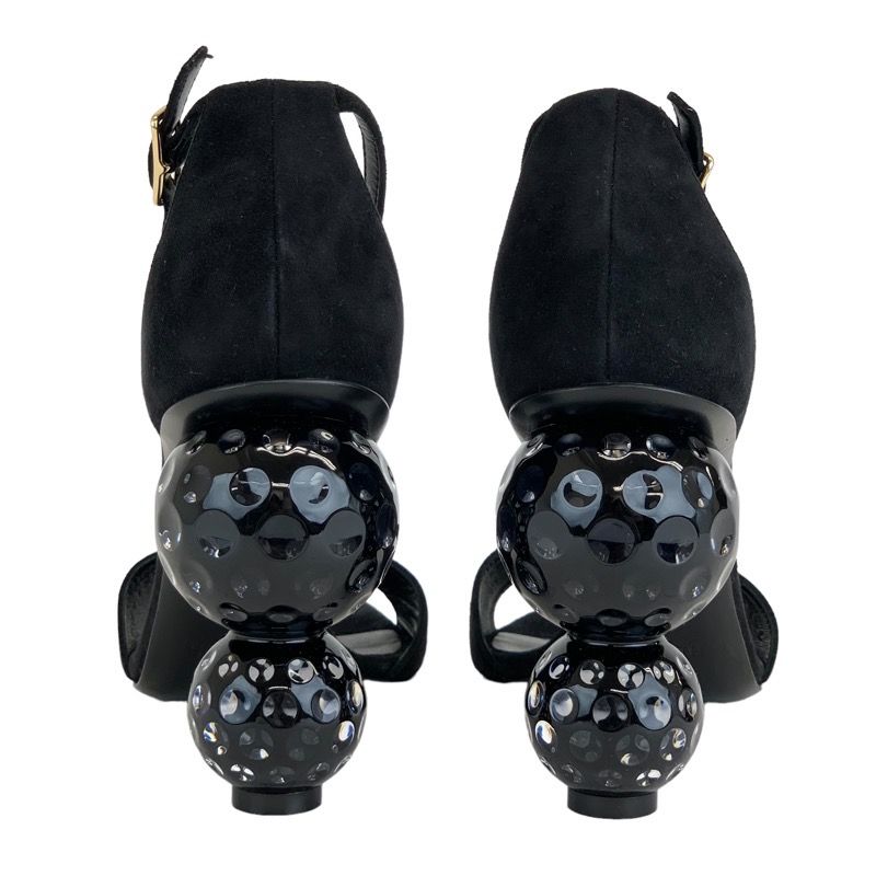 Hermes Dolly Sandals Shoes Suede Black Unused Party Shoes