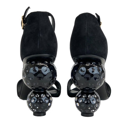 Hermes Dolly Sandals Shoes Suede Black Unused Party Shoes