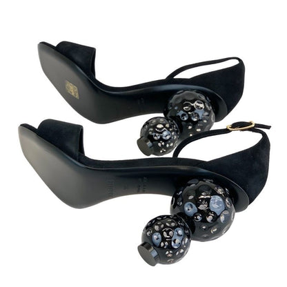 Hermes Dolly Sandals Shoes Suede Black Unused Party Shoes