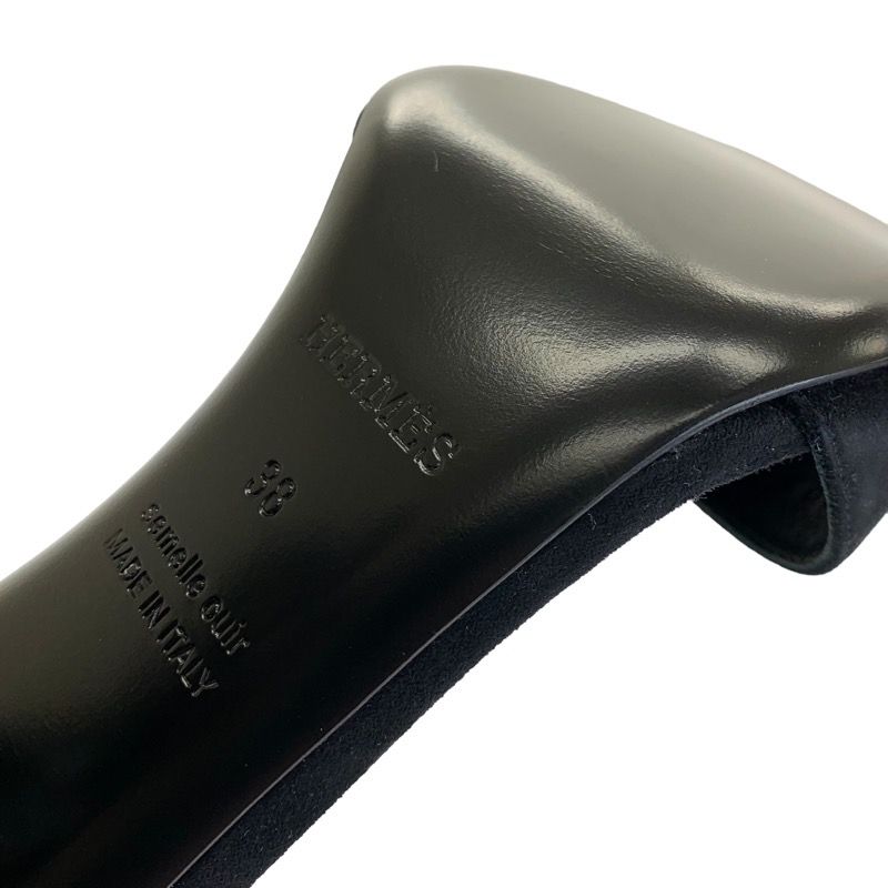 Hermes Dolly Sandals Shoes Suede Black Unused Party Shoes