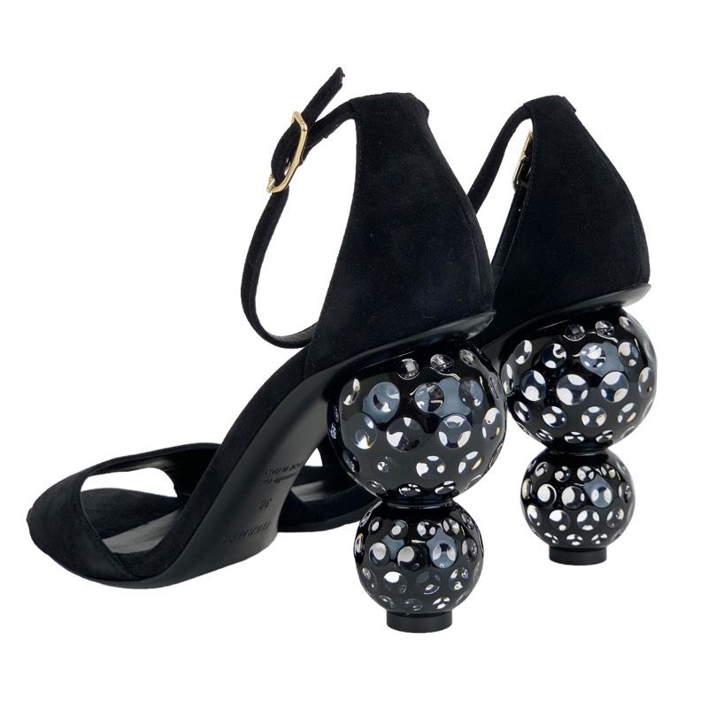 Hermes Dolly Sandals Shoes Suede Black Unused Party Shoes