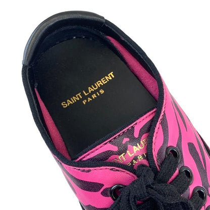 Unused Saint Laurent Sneakers Shoes Zebra Leather Pink Black