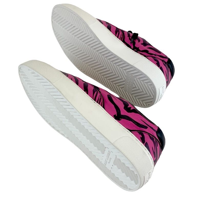 Unused Saint Laurent Sneakers Shoes Zebra Leather Pink Black