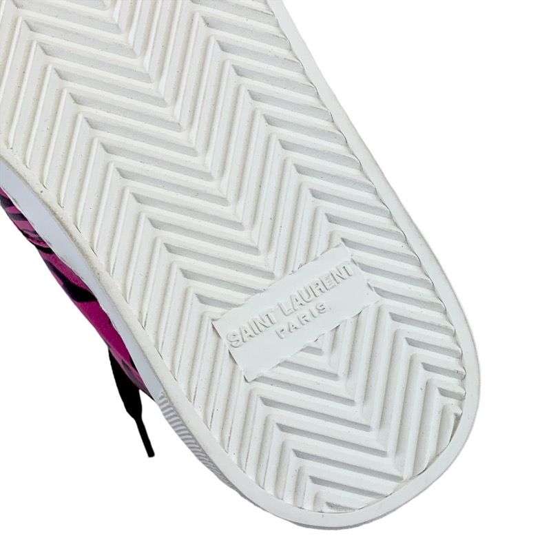 Unused Saint Laurent Sneakers Shoes Zebra Leather Pink Black