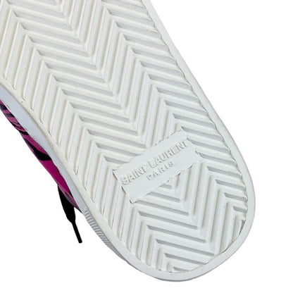 Unused Saint Laurent Sneakers Shoes Zebra Leather Pink Black