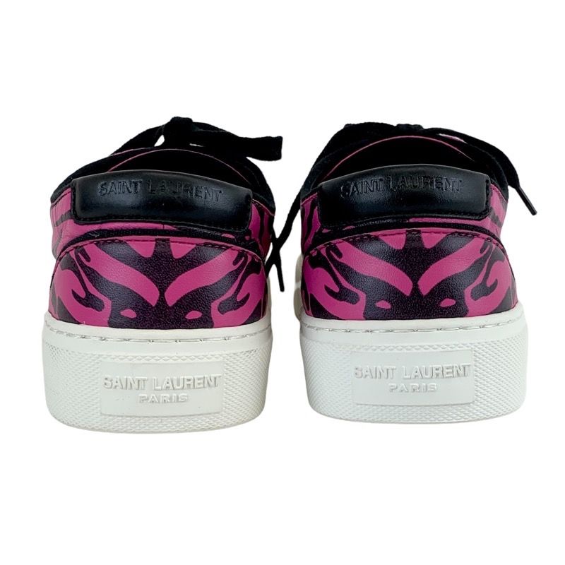 Unused Saint Laurent Sneakers Shoes Zebra Leather Pink Black