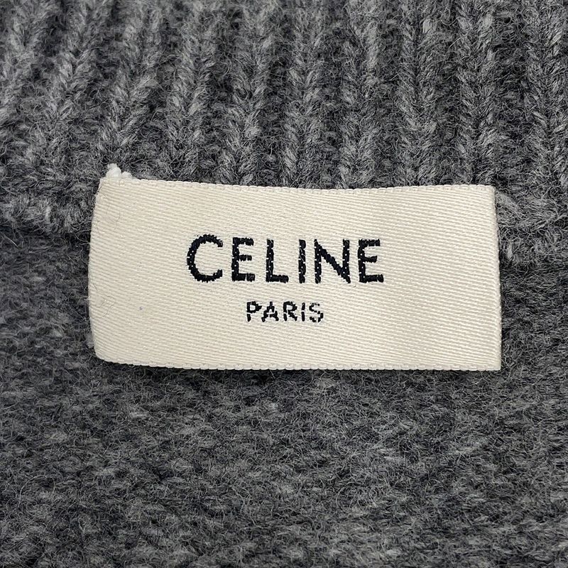 Celine Knit Triomphe Crew Neck Sweater Wool XL Top Grayoff White