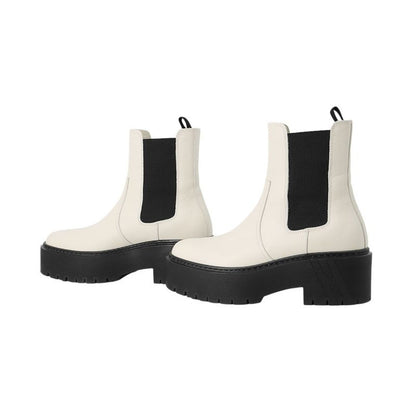 Hermes Boots Hallow Side Gore Leather 37 Shoes Short Beige Black