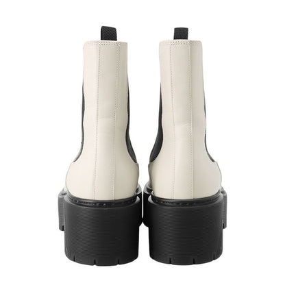 Hermes Boots Hallow Side Gore Leather 37 Shoes Short Beige Black