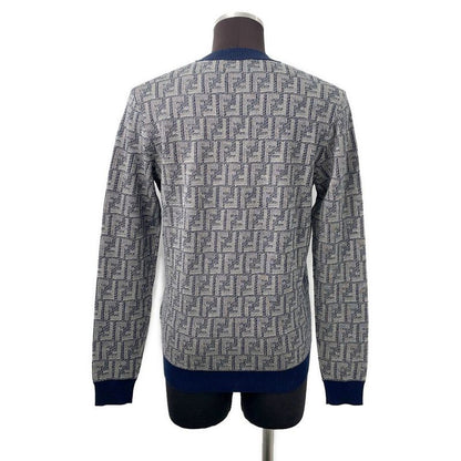 Fendi Cardigan FF Logo Wool 46 Top Graynavy