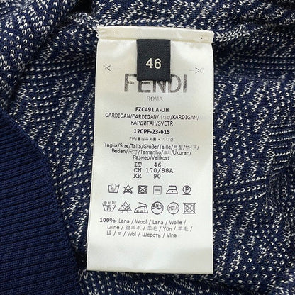 Fendi Cardigan FF Logo Wool 46 Top Graynavy