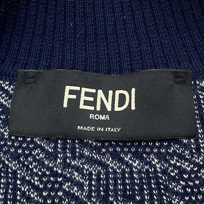 Fendi Cardigan FF Logo Wool 46 Top Graynavy