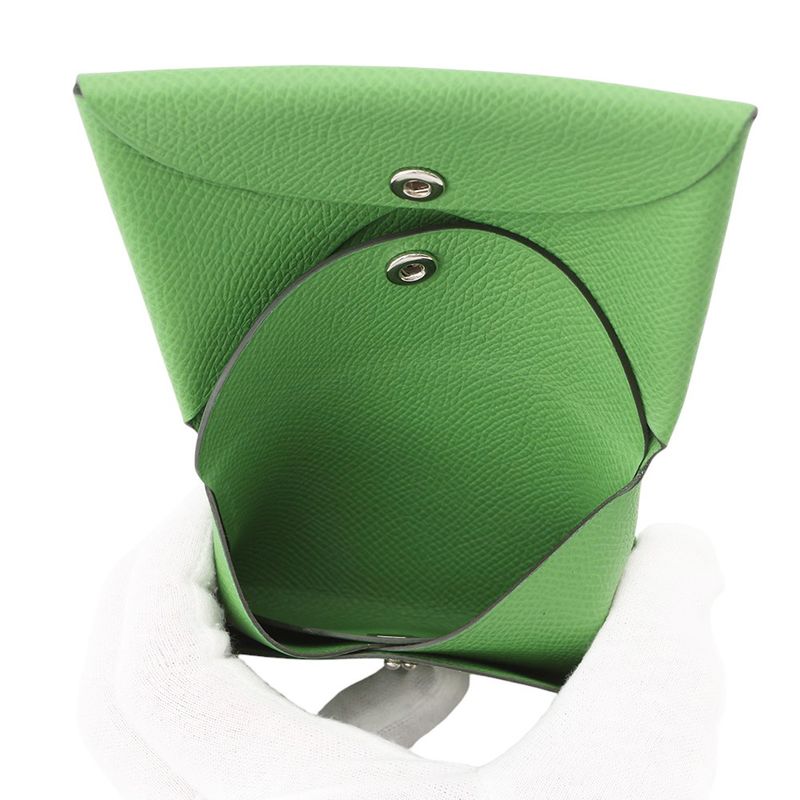 Hermes Coin Case Calvi Duo Val Yucca Silver Epsom Wallet Veil Yucca