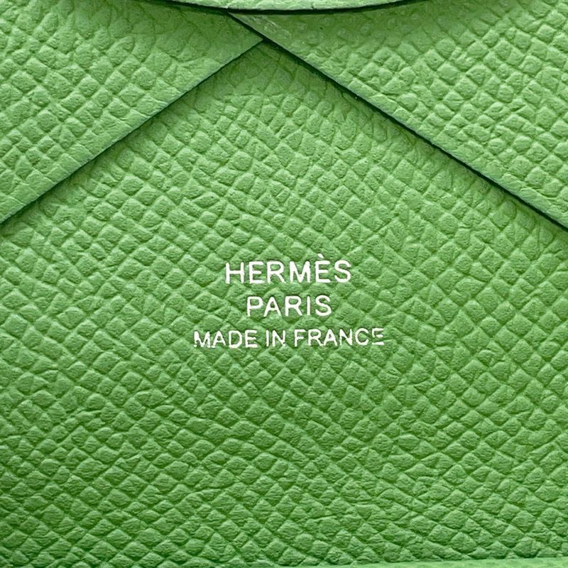 Hermes Coin Case Calvi Duo Val Yucca Silver Epsom Wallet Veil Yucca