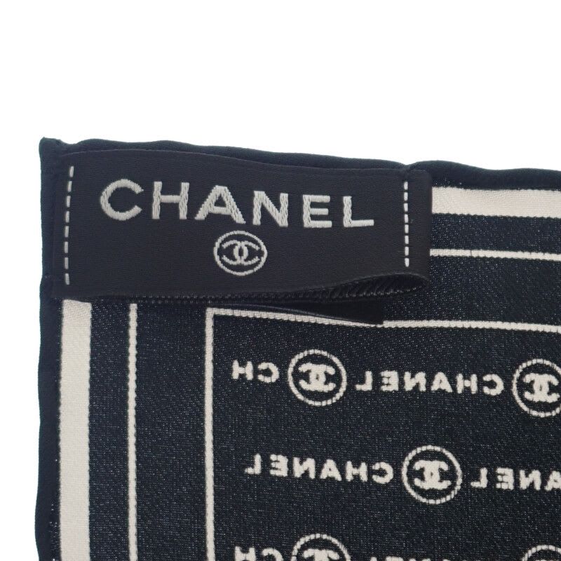 Chanel Coco Mark Scarf Silk Black