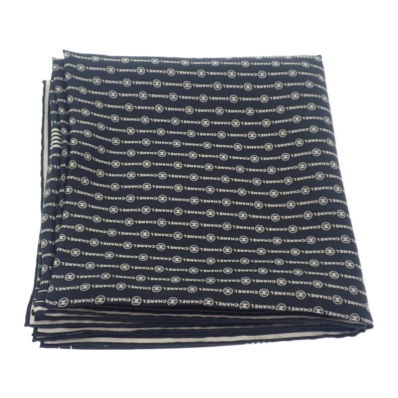 Chanel Coco Mark Scarf Silk Black