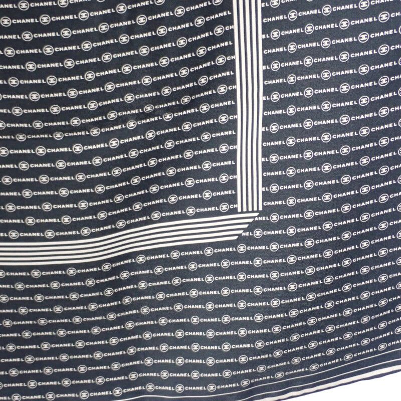 Chanel Coco Mark Scarf Silk Black