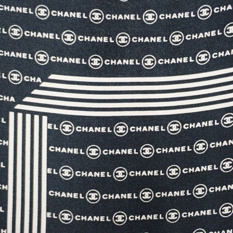 Chanel Coco Mark Scarf Silk Black