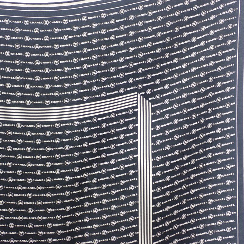 Chanel Coco Mark Scarf Silk Black