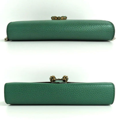 Gucci Dionysus Chain Wallet 401231 Leather Green Gold Silver Hardware