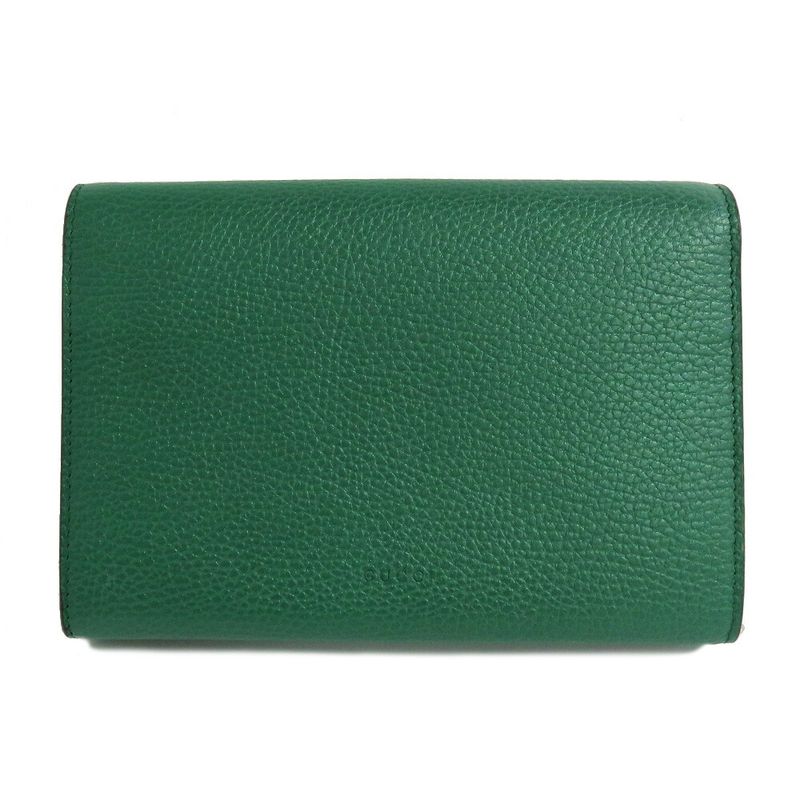 Gucci Dionysus Chain Wallet 401231 Leather Green Gold Silver Hardware