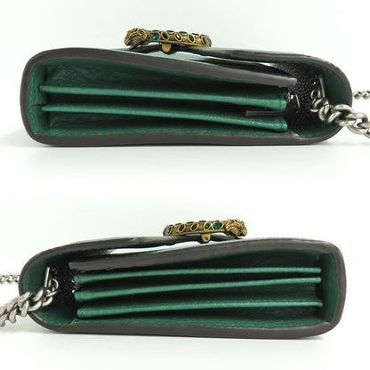 Gucci Dionysus Chain Wallet 401231 Leather Green Gold Silver Hardware