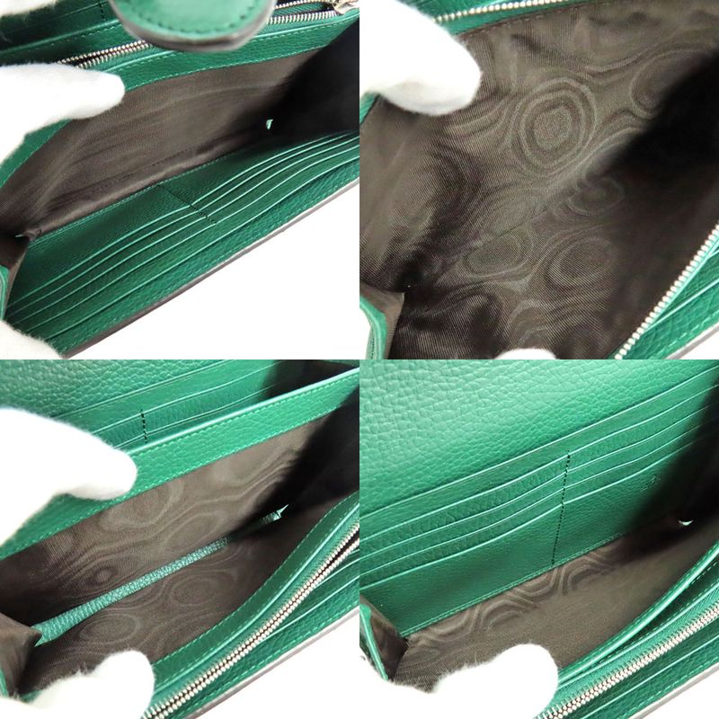 Gucci Dionysus Chain Wallet 401231 Leather Green Gold Silver Hardware