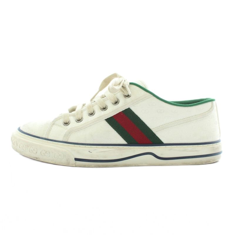 Gucci Tennis 1977 Sneakers Canvas Low Cut GG Pattern Sherry Line White XZ - GY19