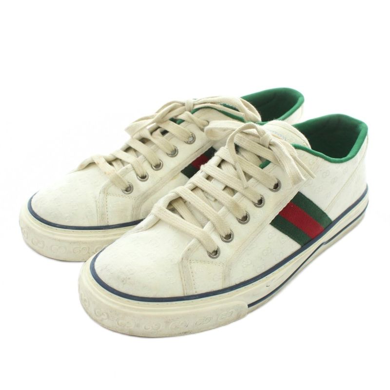 Gucci Tennis 1977 Sneakers Canvas Low Cut GG Pattern Sherry Line White XZ - GY19