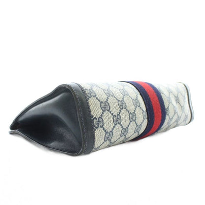 Gucci Clutch Bag Second Bag PVC Leather GG Pattern Sherry Line Total Beige Navy